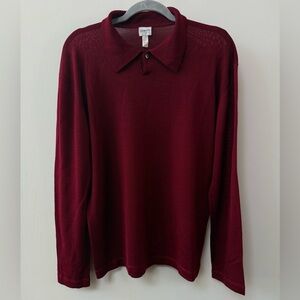 Armani Collezioni Red Sweater with Polo Collar